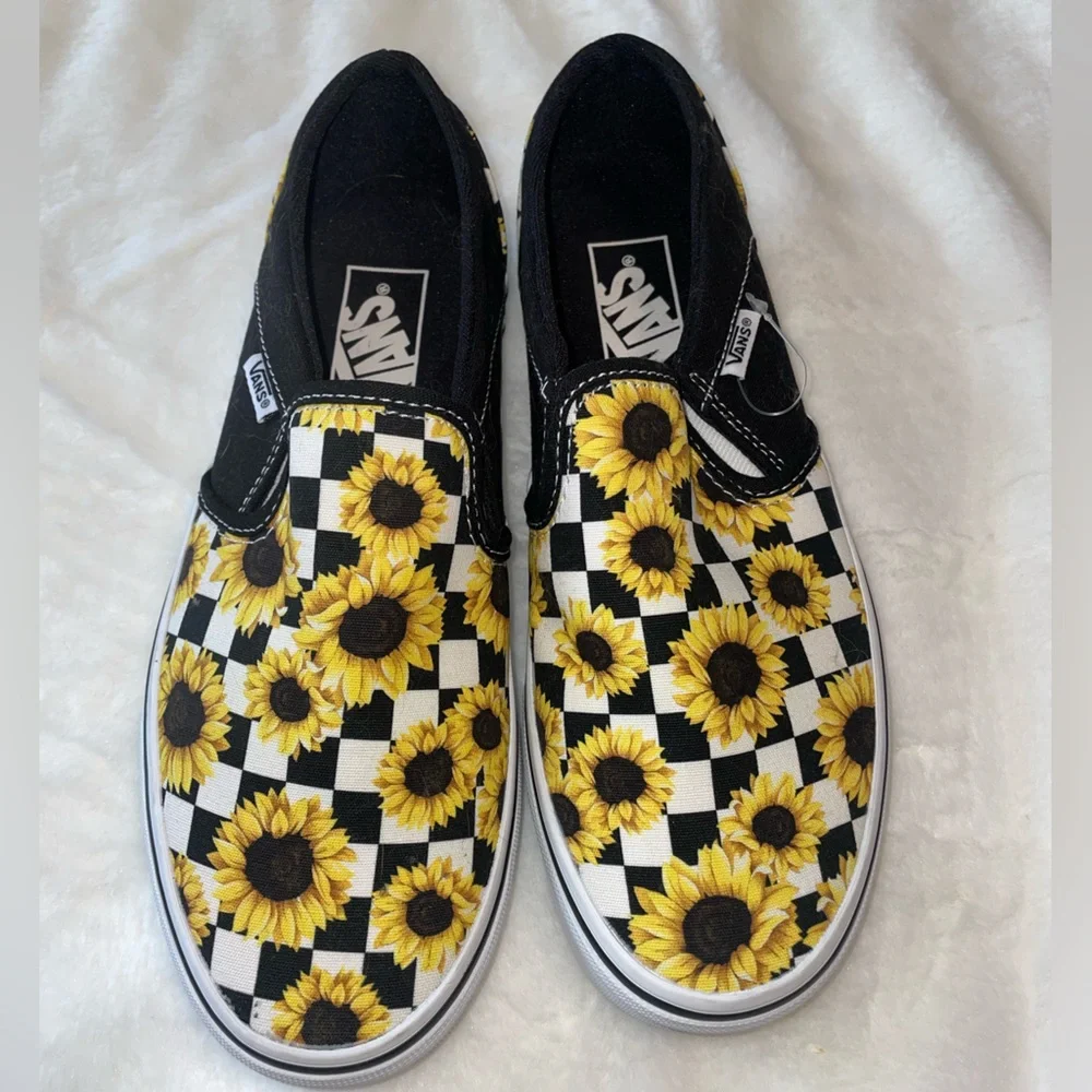 Vans Sunflower Checkered Slip-On Sneakers Size 8 - Picture 2 of 5